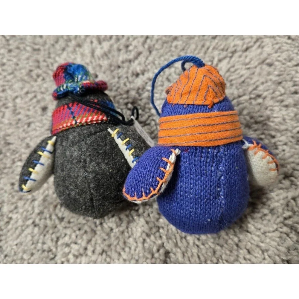 Nwt Crate and Barrel Collegiate penguin P/o and B/W Ornaments winter plush hats